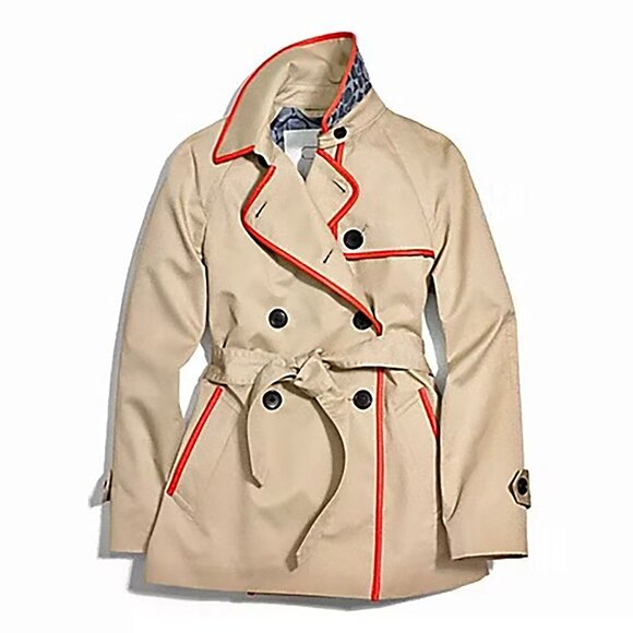 COACH Trench Raincoat Leather Trim w/ Signature Lining (LIKE NEW) - Picture 9 of 9